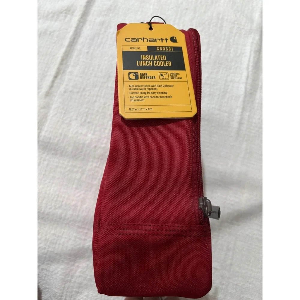 Carhartt Red Insulated Lunch Cooler CB0581 Zip‎ Bag With Carrying Handle NEW